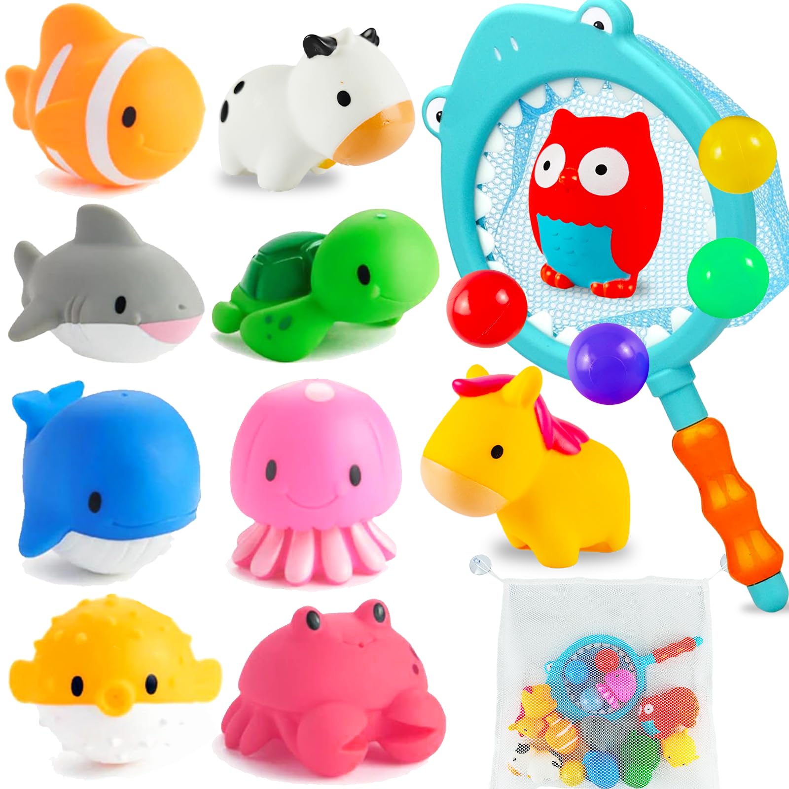 Tangdudu 16 Piezas Conjunto Juguetes Baño Bebé, Juguetes Bañera Bebé, Juguetes Piscina Niños, Juguetes Agua Bebé, Juguetes Bañera para Bebé Niños Niñas de 1 2 3 Años