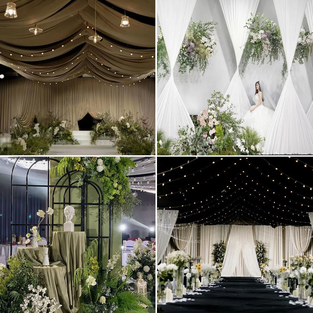 Hochzeitsbogen Vorhang 1.6 * 6m Deckenvorhang Hochzeit drapierstoff Hochzeitsbogen Hochzeitsvorhänge Querbehang Gardine Freihanddeko Hintergrund himmelbett vorhänge Bogendekoration Stoff