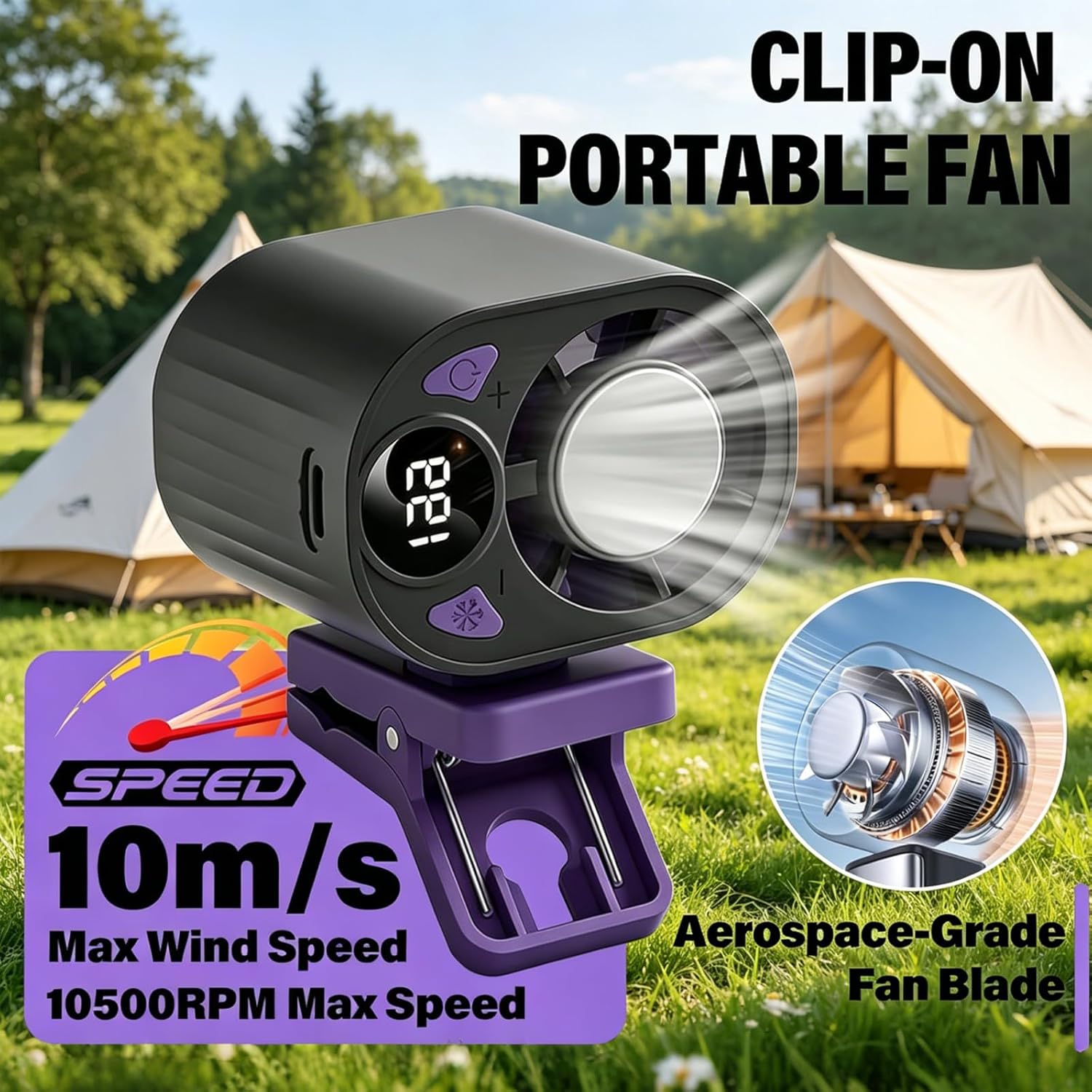 New Upgraded Car Clip on Air Conditioner Fan, Portable Air Conditioners for Cars, Mini Rotatable Fan, USB Rechargeable, 199 Speed Silent Mini Bladeless Fans, Car Clip on Air Conditioner (White)