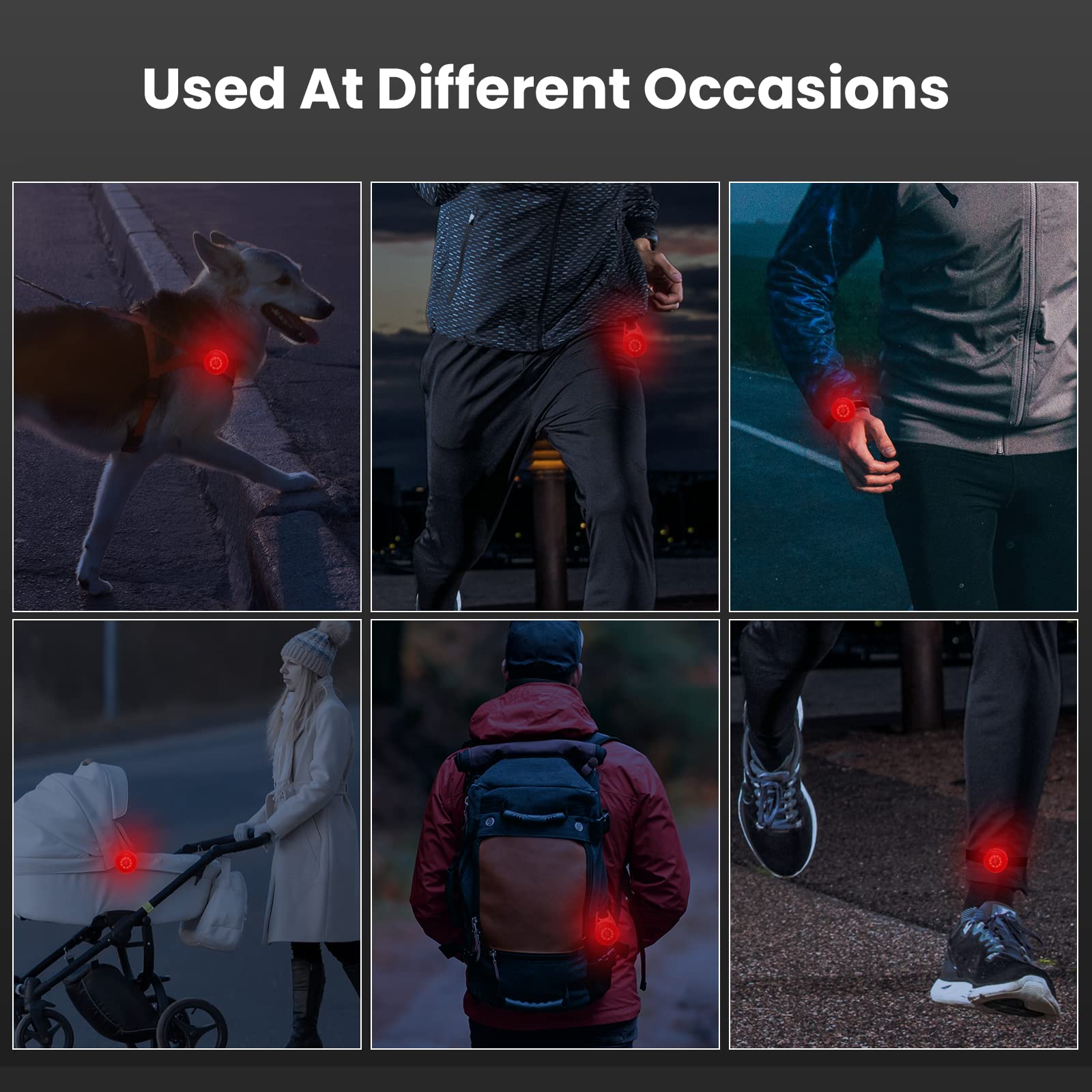 LEBEXY Lot De 2 Feux Clignotants LED - Trois Modes D'éclairage - Lumière De Sécurité Pour Cartable D'enfants - Lampe D'avertissement De Sécurité Idéale Pour Poussette, Vélo, Randonnée, Camping