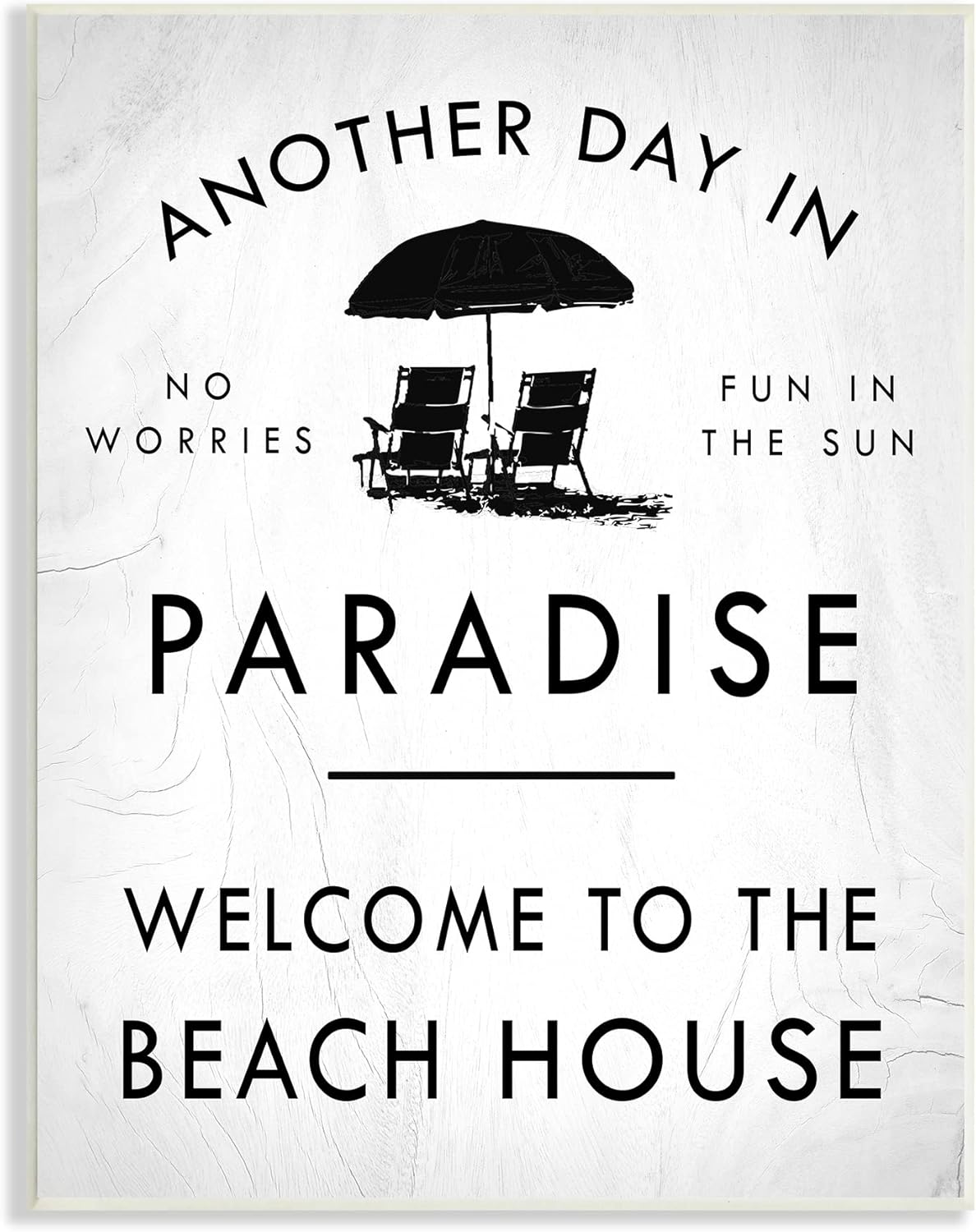 Stupell Industries Another Day in Paradise Beach House Sign Umbrella, Designed by Daphne Polselli Wall Plaque, 13 x 19, Black