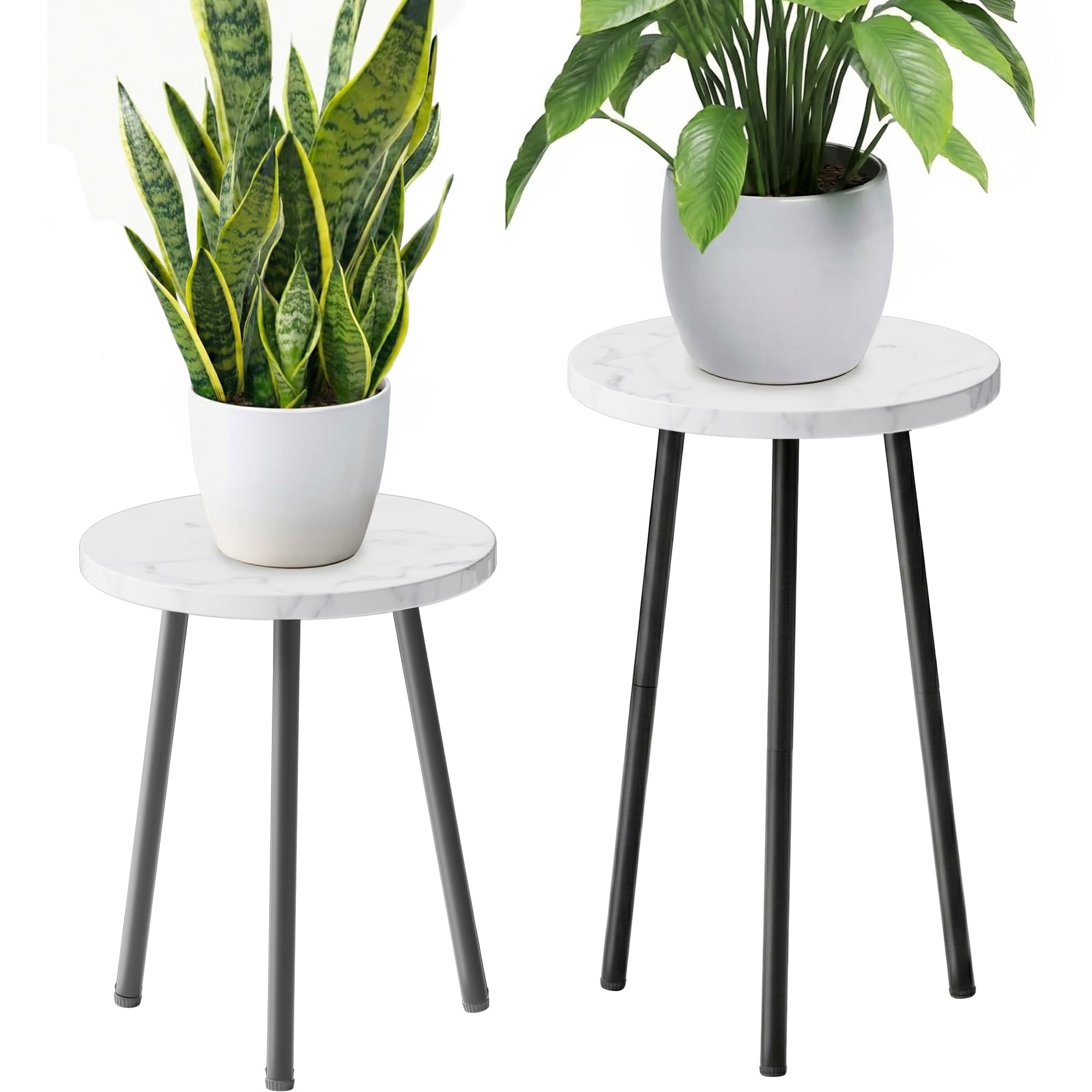 SAKSUN 2-Pack Wood and Metal Plant Stands