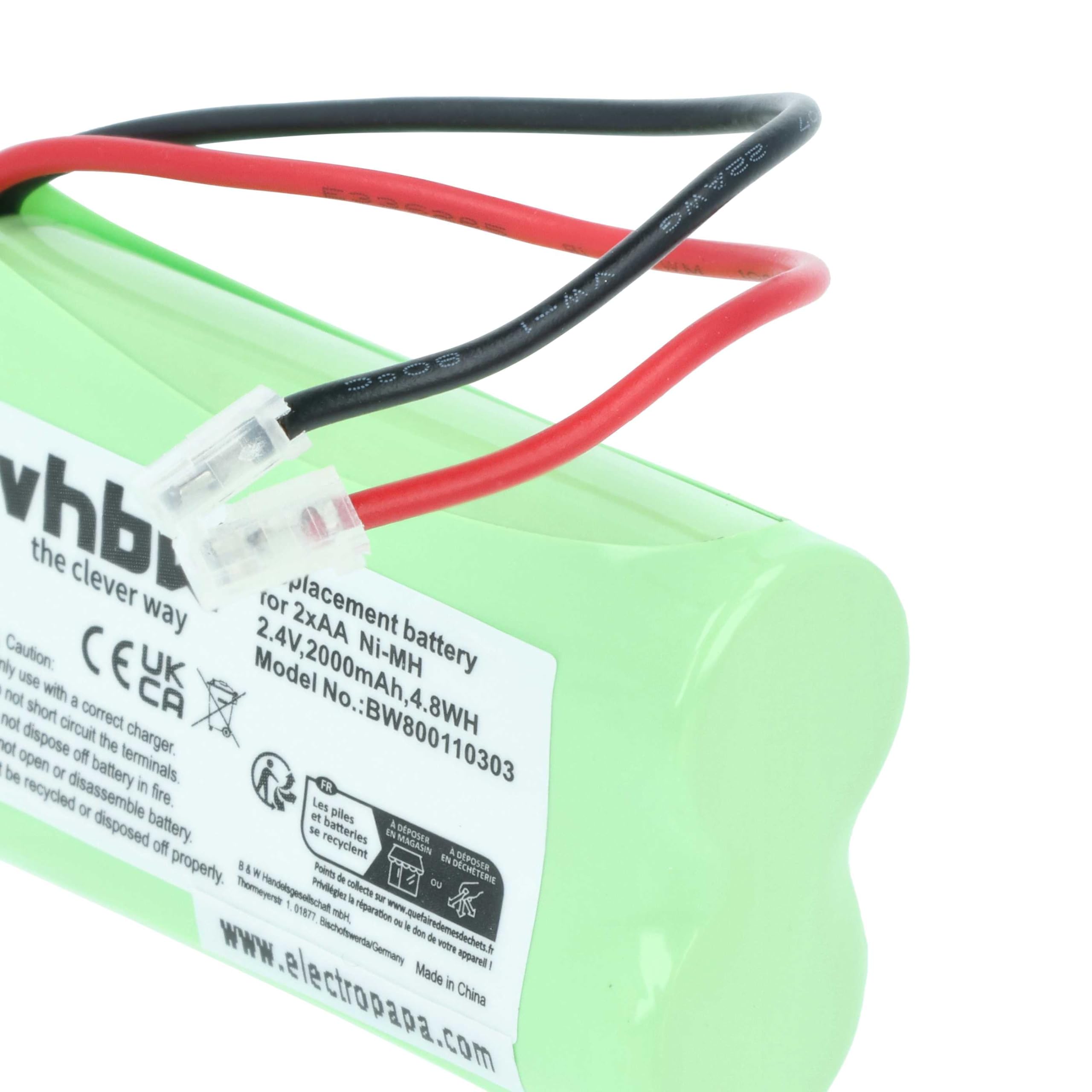 vhbw 4x Batteria pacco di 2x AA Mignon per diversi dispositivi (2000mAh, 2,4V, NiMH)