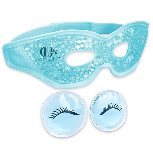 Miniatura 1 de Máscaras faciales frías para ojos, máscara facial de hielo, compresa fría y caliente para ojeras, hinchazón, migrañas, dolor de cabeza, estrés,