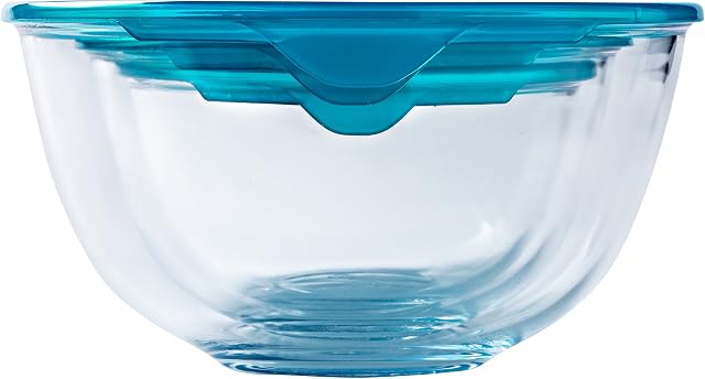 Pyrex Set of 3 Cook & Store Mixing Bowl Set with Lids 05L/1L/2L Litre
