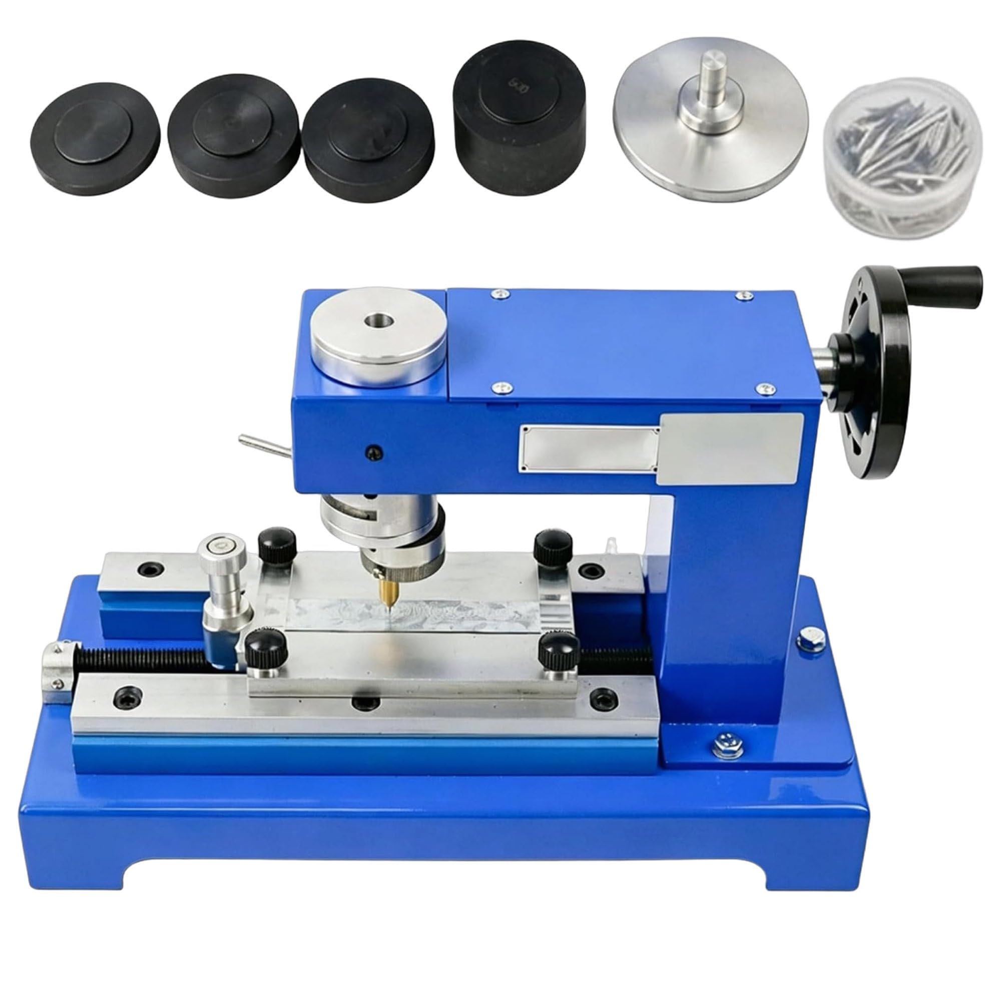 Tester per pellicola di vernice con manovella manuale, struttura metallica, ingranaggi conici a spirale, include 4 piastre di peso per regolare la pressione verso il basso, metodo di controllo della