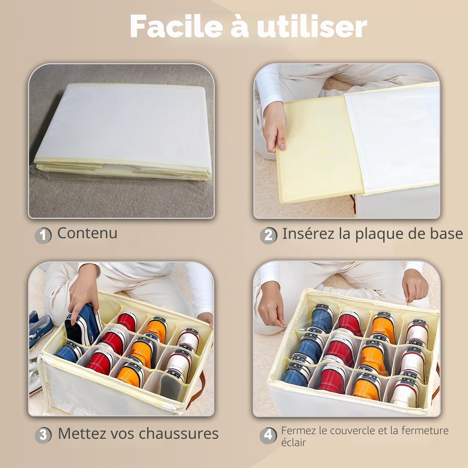 Patinao Organiseur de Chaussures Empilable 24 Compartiments Peu Encombrant pour Armoire à Chaussures