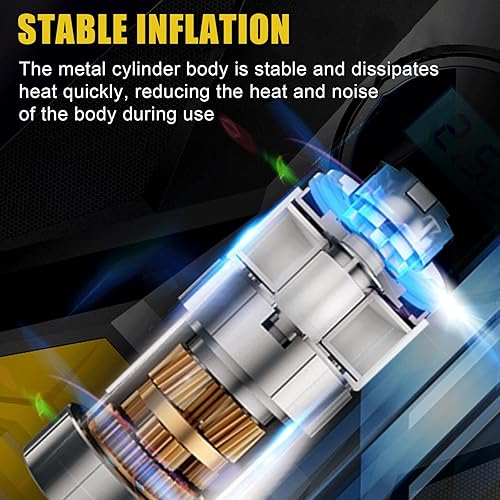 Miniatura 3 de Compresor de aire para inflador de neumáticos, bomba de aire portátil de 12 V CC con indicador de presión y luz LED de emergencia para neumáticos de