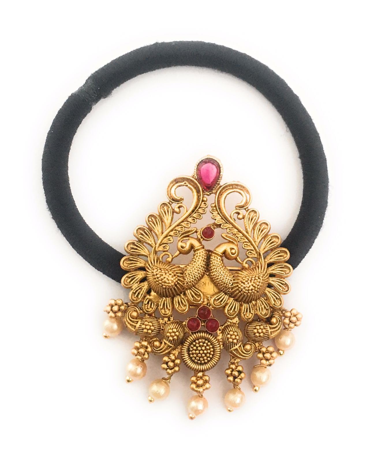 hair bands for women and girls black colour hair rubber bands with antique gold color stones decoration (pack of 1) hair ties fancy ponytail holders center clips for children (B0D2VWJ7YL) Amazon Price History, Amazon Price Tracker