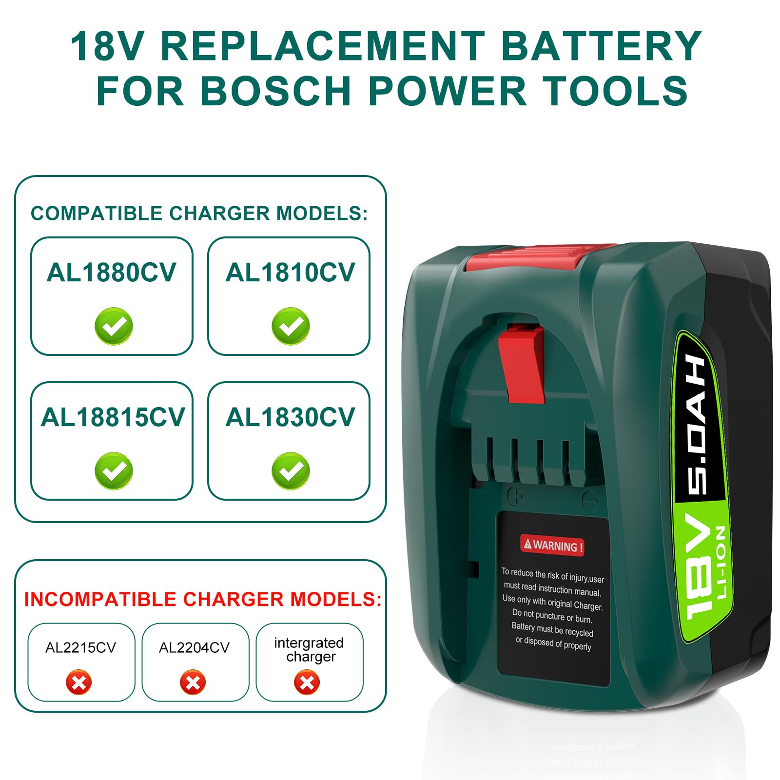 Lot De 2 Batteries De Rechange, 18 V, 5000 MAh, Haute Capacité