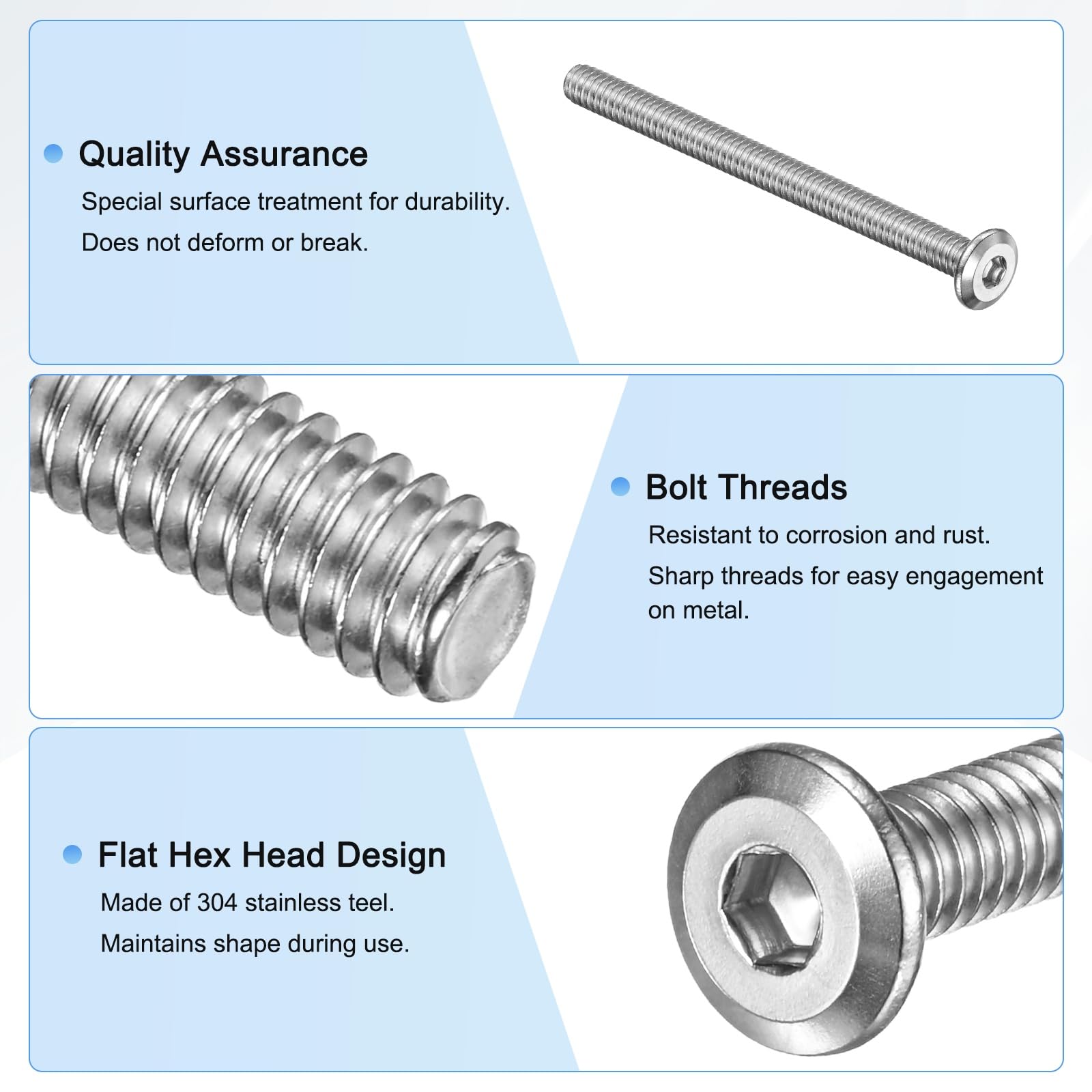 M METERXITY 10-Pack Flat Head Socket Cap Screws - Image 2