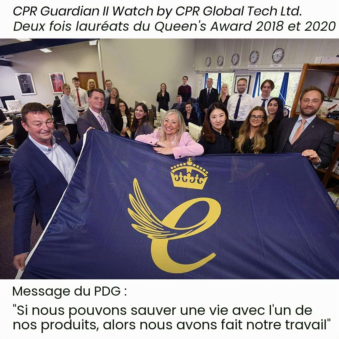 CPR Guardian II - Montre connectée pour Seniors Téléassistance - « Protégez Vos Proches âgés Tout en préservant Leur indépendance »…, Noire