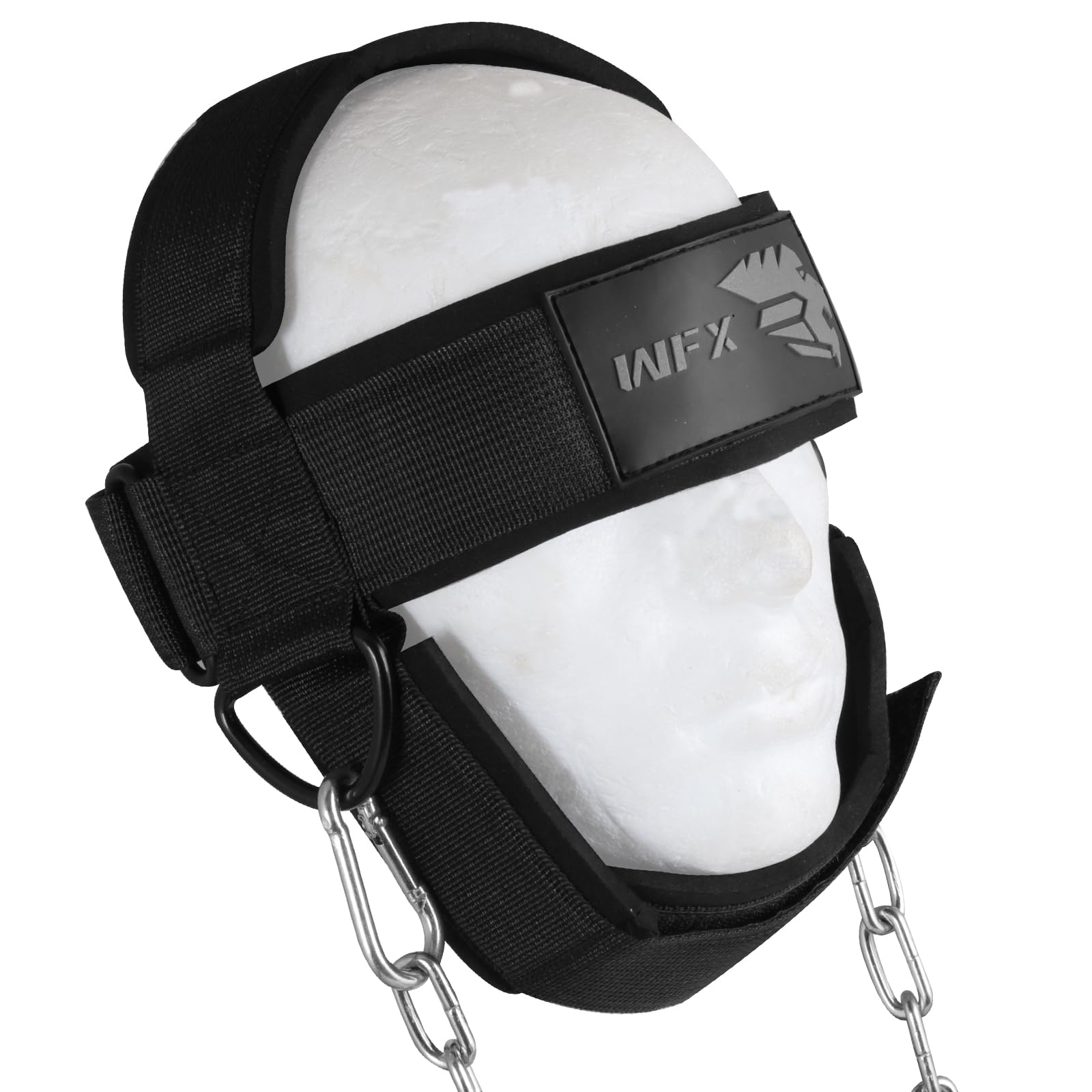 WFX Imbracatura per la testa Collo Immersione Heavy Duty Lunga Catena in Acciaio Regolabile Fitness Collo Harness Sollevamento Pesi Cinghia Imbottita In Neoprene Allenamento Resistenza Allenamento