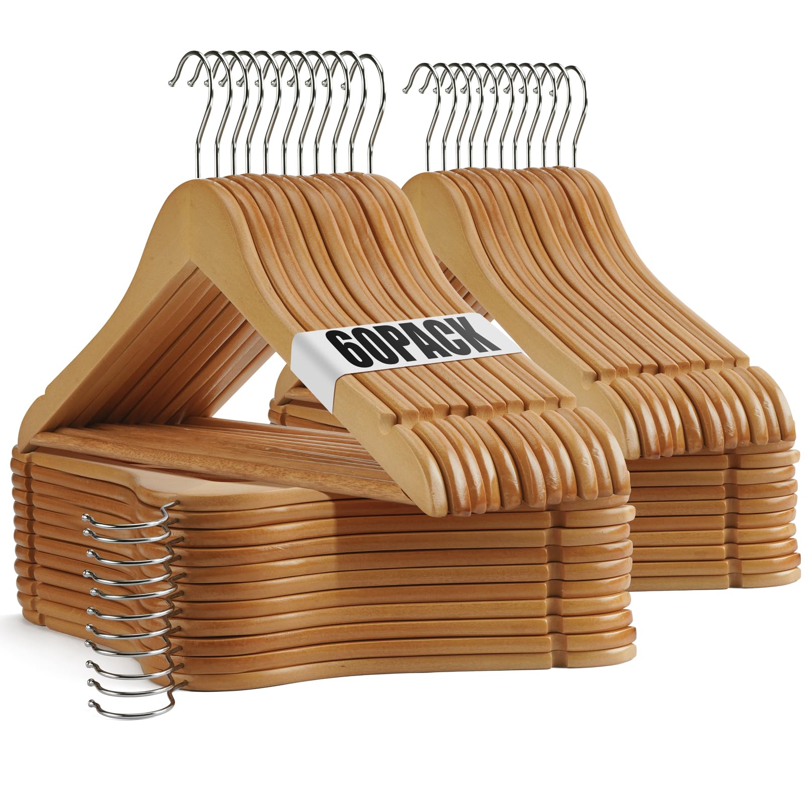 Amazon.com: Uinicor Wooden Hangers - 60 Pack - Clothes Hanger for