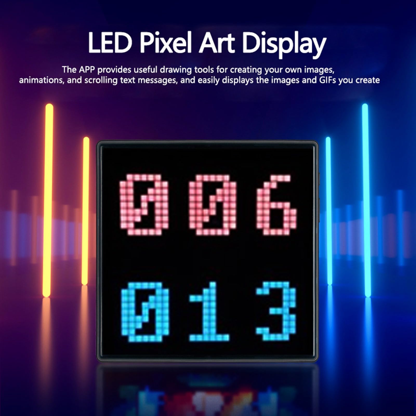 Pantalla de Visualización de Píxeles LED de 10, 6 Pulgadas Pantalla de Arte de Píxel Programable Animaciones Creativas Marcos de Píxeles Animación de Patrón de Texto Personalizado