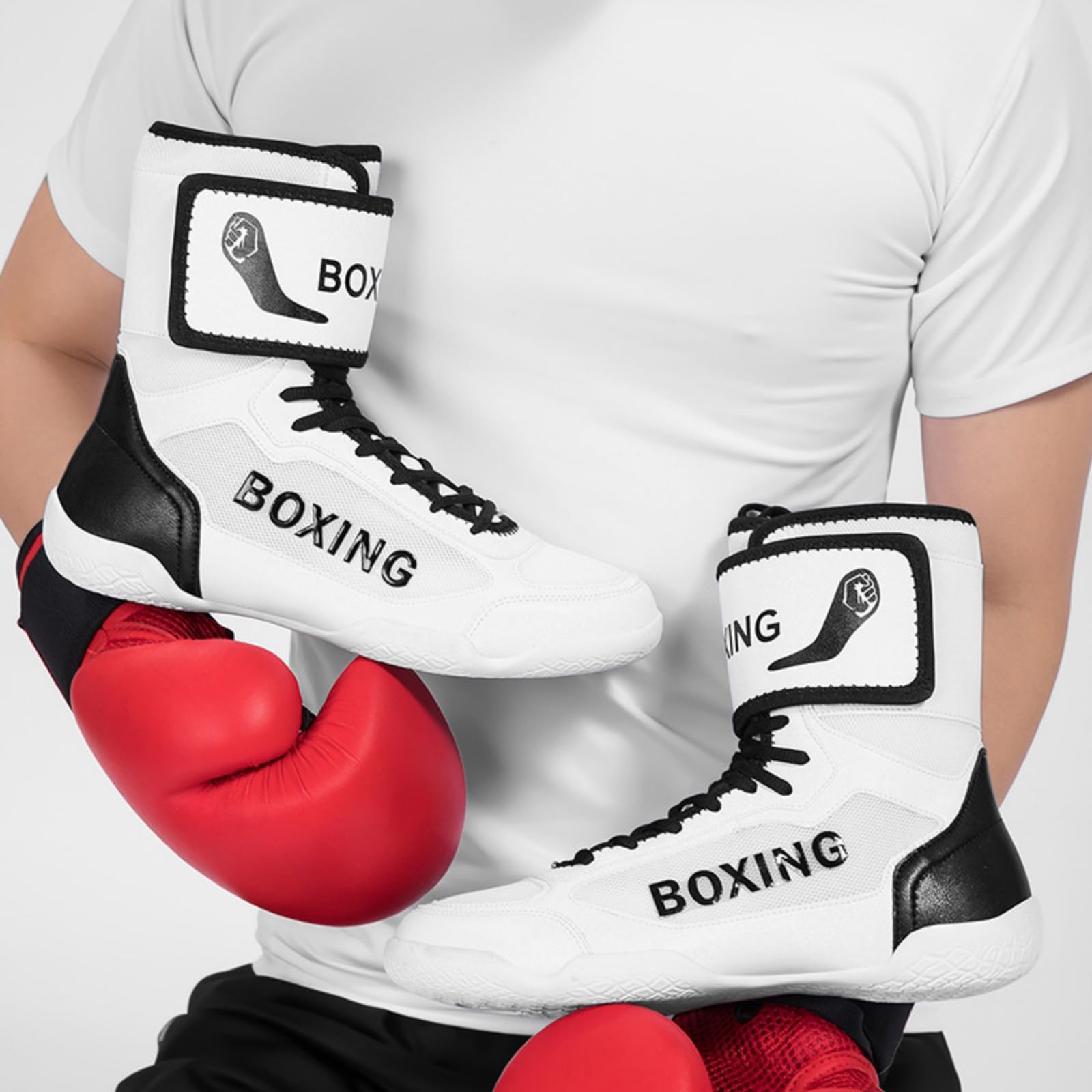 Hixingo Scarpe da Boxe Uomo Donna 39-46, Stivaletti da Wrestling Uomo Donna con Suole in Gomma Antiscivolo Leggero e Traspirante per Allenamento di Fitness