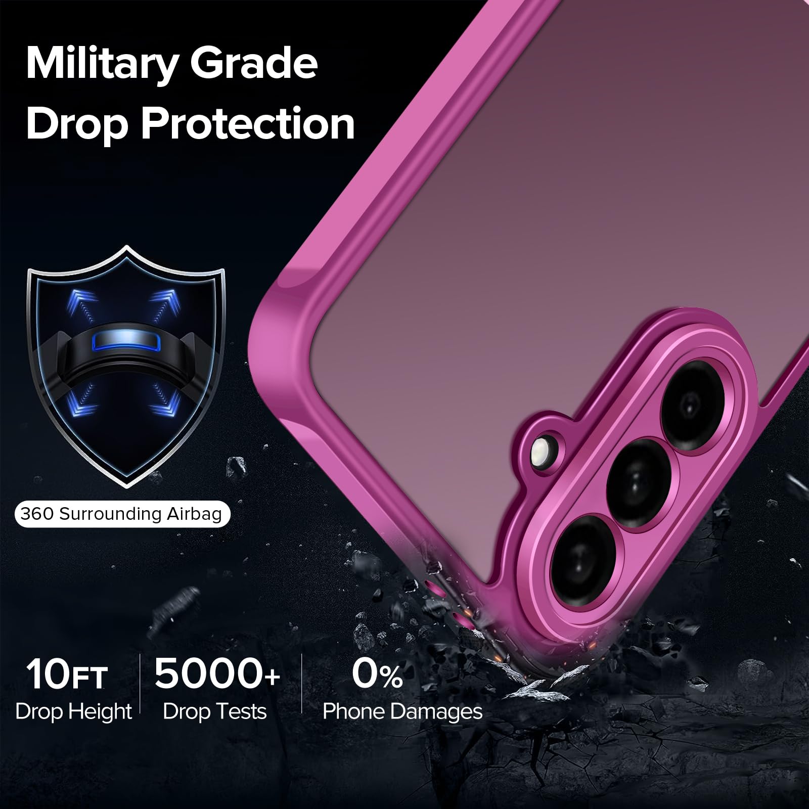 iVoler Cover Opaca per Samsung Galaxy A56 5G con 2 Pezzi Vetro Temperato, [Antiurto di Grado Militare] [Protezione Della Fotocamera] Custodia Traslucida Posteriore Sottile Anti-Impronte Case, Rosa