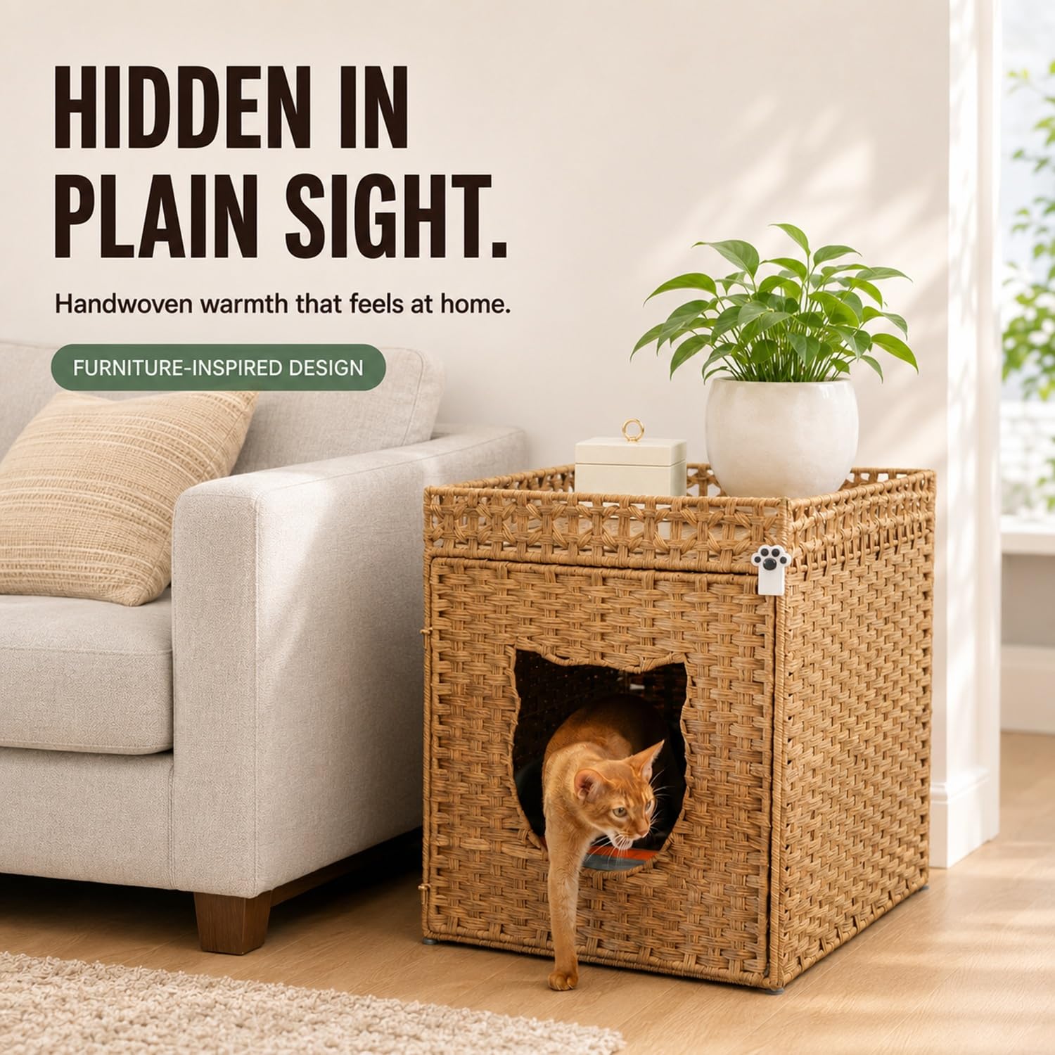 Stylish Rattan Cat Litter Box Enclosure -2 Stylish Rattan Cat Litter Box Enclosure -2