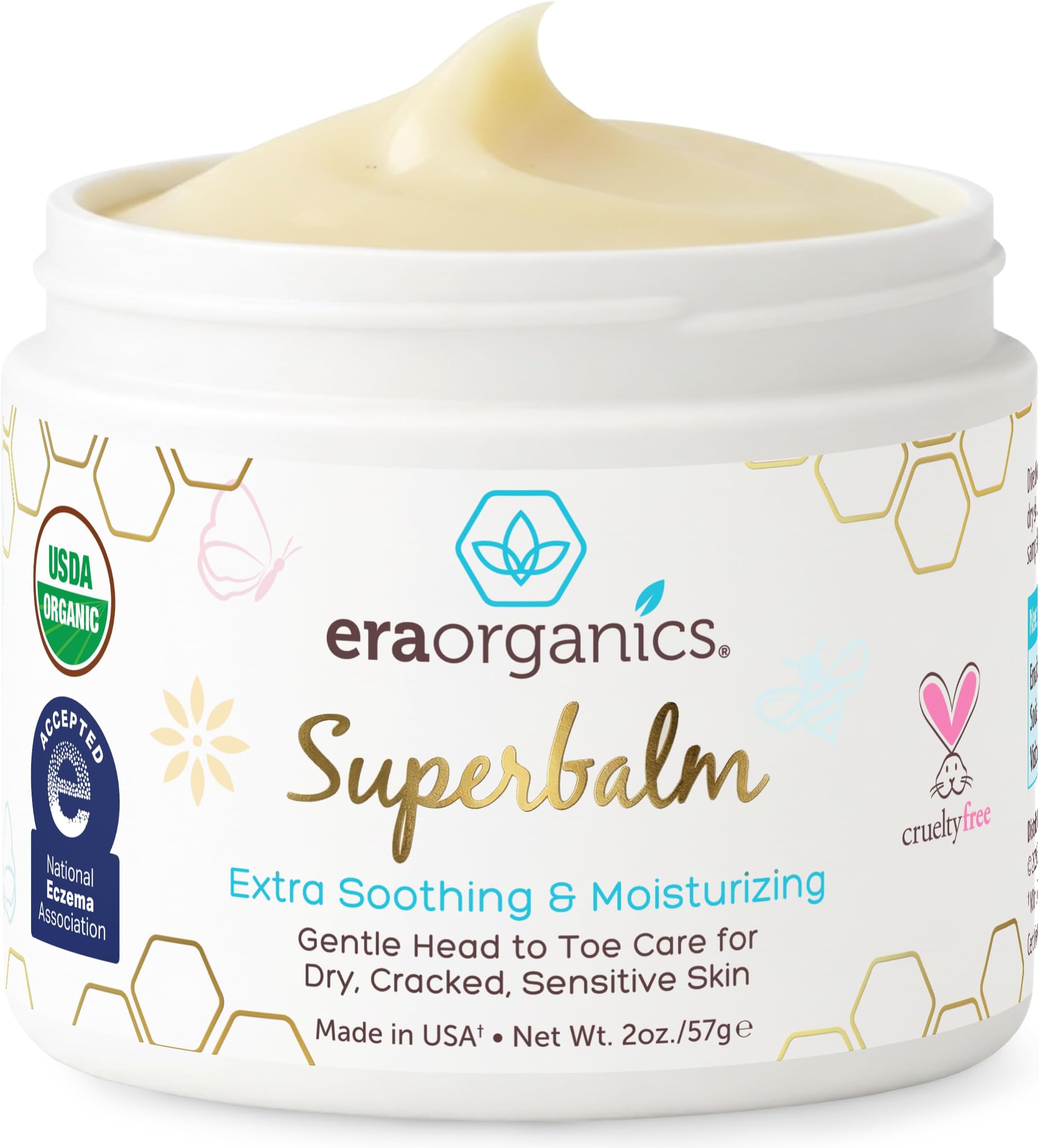 Era Organics Healing Ointment for Babies - USDA Certified Organic Natural Moisturizer Gentle on Sensitive Skin Prone To Baby Eczema, Cradle Cap (Infant Seborrheic Dermatitis), Rashes, Hives and More