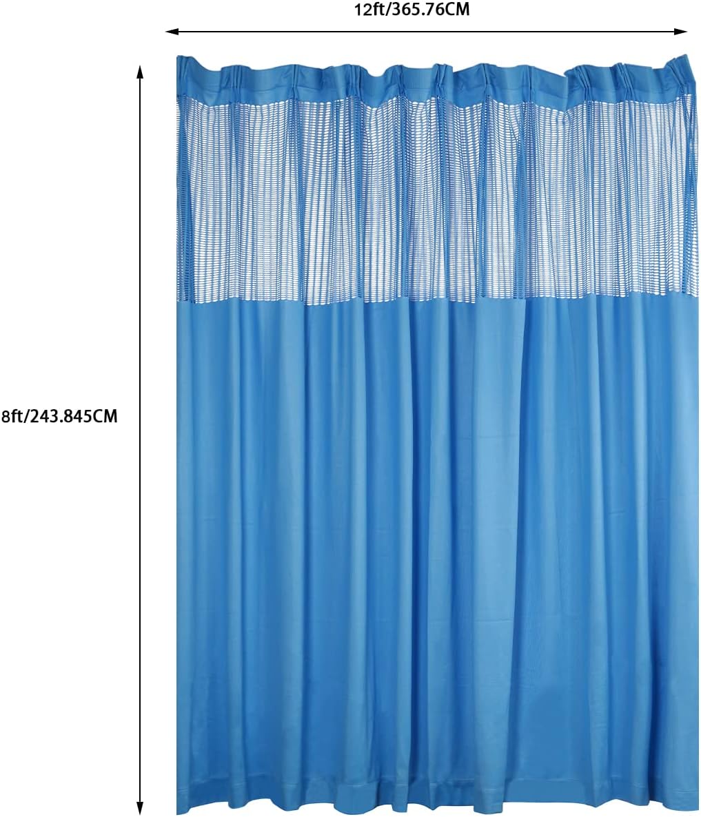 Room Divider Curtain 12ft x 8ft, Hospital Curtain Hanging Medical Privacy Room Divider Cubicle Curtains Semi Sheer Curtains for Hospital, Medical Clinic, Lab, Blue