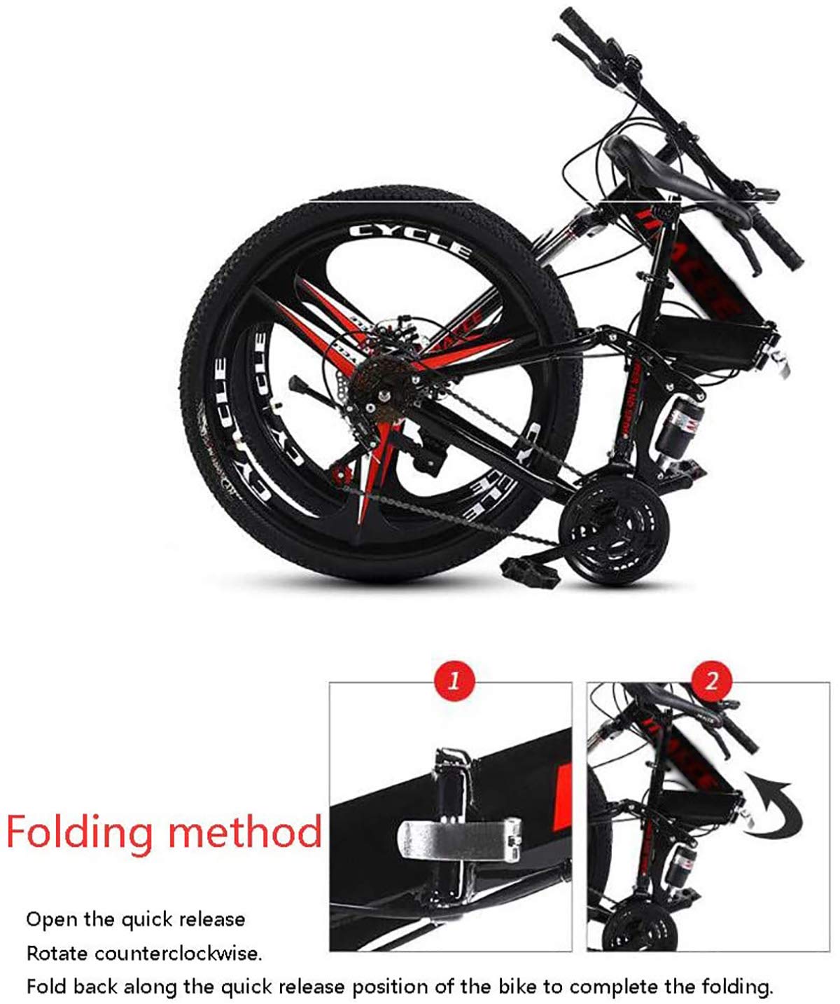 Folding Bike, Mountain Bike Pieghevole,Unisex Adulto Folding MTB Bicicletta, 24 * 26 Pollici 21 * 24 * 27 velocità della Bici di Montagna