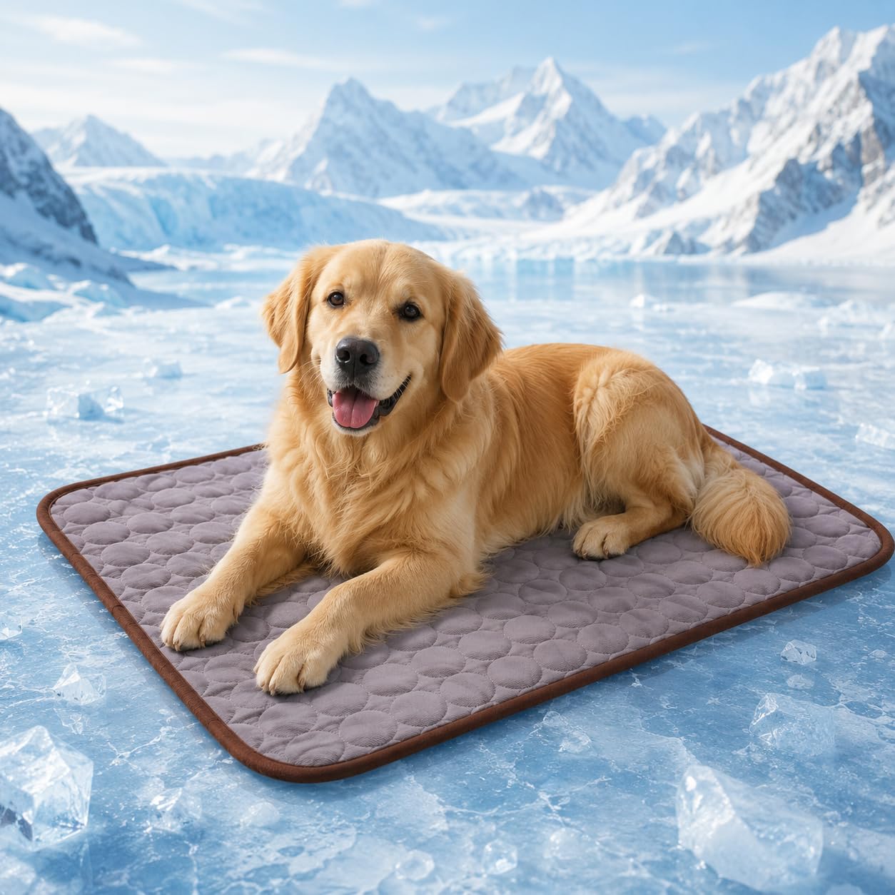 Aurorize​ Dog Cooling Mat Ice Silk Cooling Pad for Dogs (Brown,XXL)