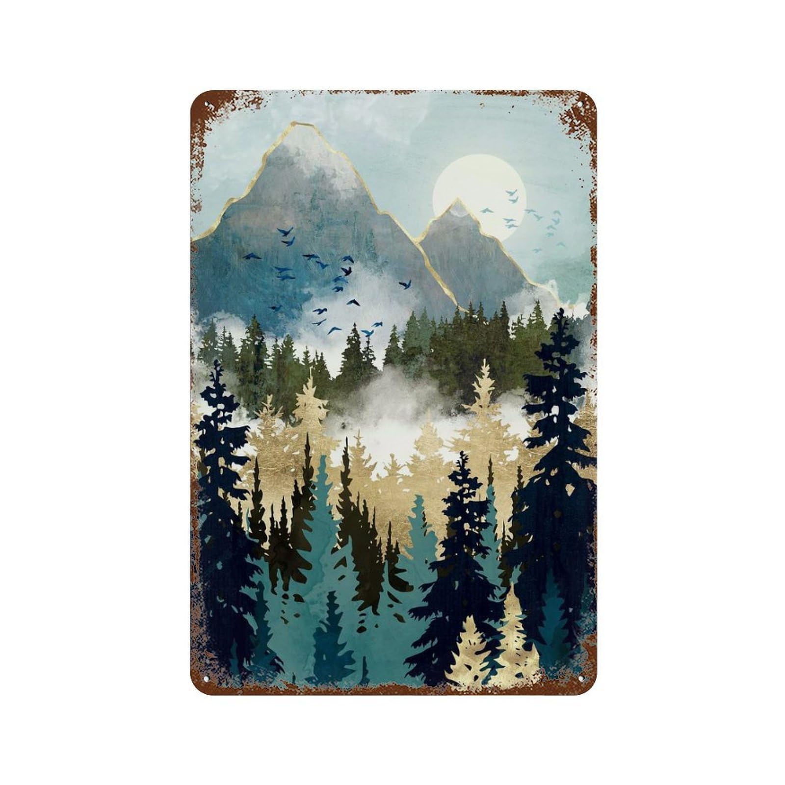 Misty Pines Retro Metal Sign 11.8"x7.9", for Patio, Garden Room And Bar Decor, Vintage Wall Decor