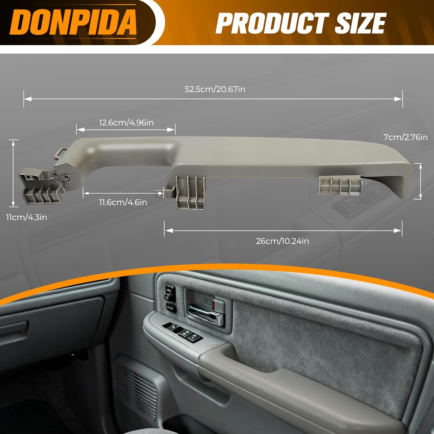 Inner Door Armrest Front Left Driver and Right Passenger Side Handle Compatible with Chevy Suburban Tahoe GMC Yukon Avalanche Escalade 1999-2006 Replacement 12472876 Light Gray