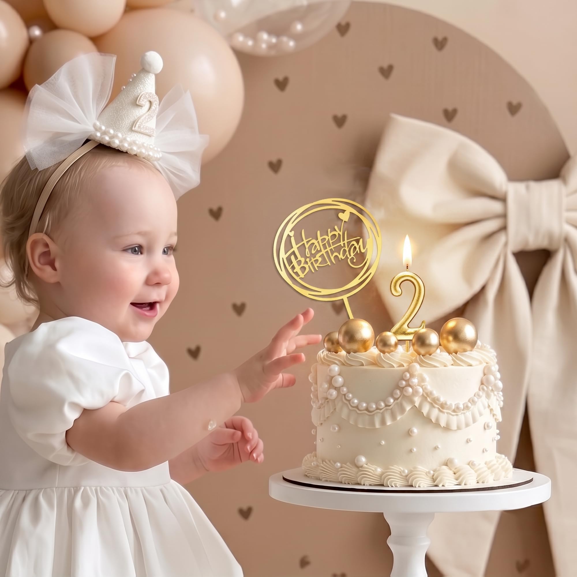 PHD CAKE 46 Stück goldene Geburtstagskerzen, 10 Kuchen-Zahlenkerzen, 9 Kugel-Kuchenaufsätze, 3 Geburtstagskuchenaufsätze, Party-Feier
