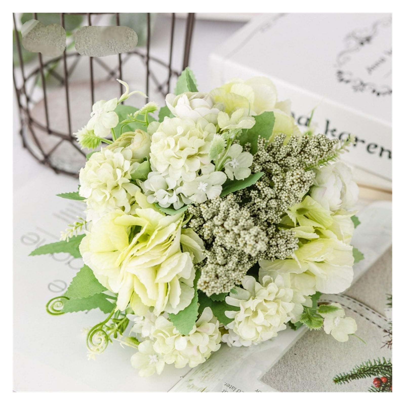 Sztuczny kwiat 1 bukiet sztuczny kwiat sztuczna piwonia róża hortensja bukiet jedwabny sztuczny kwiat piwonia do dekoracji domowego hotelu DIY dekoracje ślubne Artificial Flower(Blue)