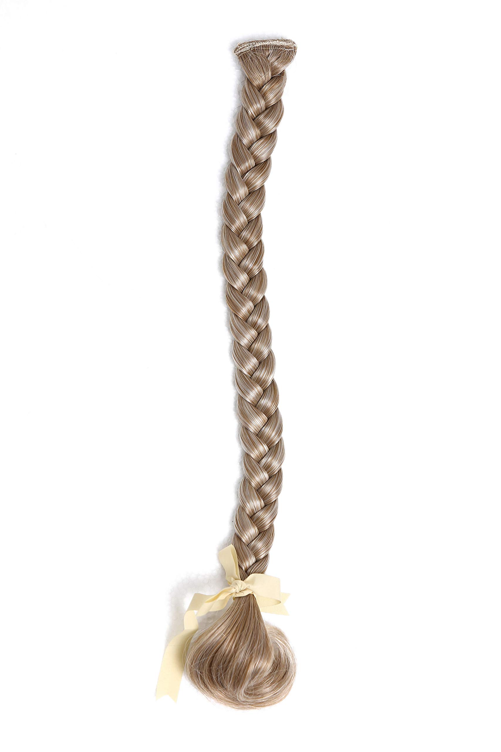 WIG ME UP - SA101-27T613 Braided Plait Hairpiece plaited Clip-in Hair Extension 20cm medium blond streaked platinum highlights tips