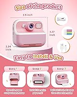 Vista 8 de Cámara Instantánea, Cámara Selfie Dual Frontal Trasera para Niños con Videos de 1080P, Regalos de Cumpleaños y Vacaciones para Niños de 3 a 12 años