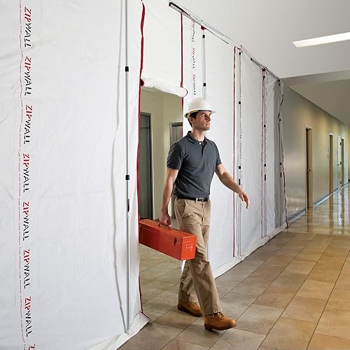 Miniatura 5 de ZIPWALL SLP4 Postes para barrera de polvo con resortes de 12 pies, paquete de 4, color plateado