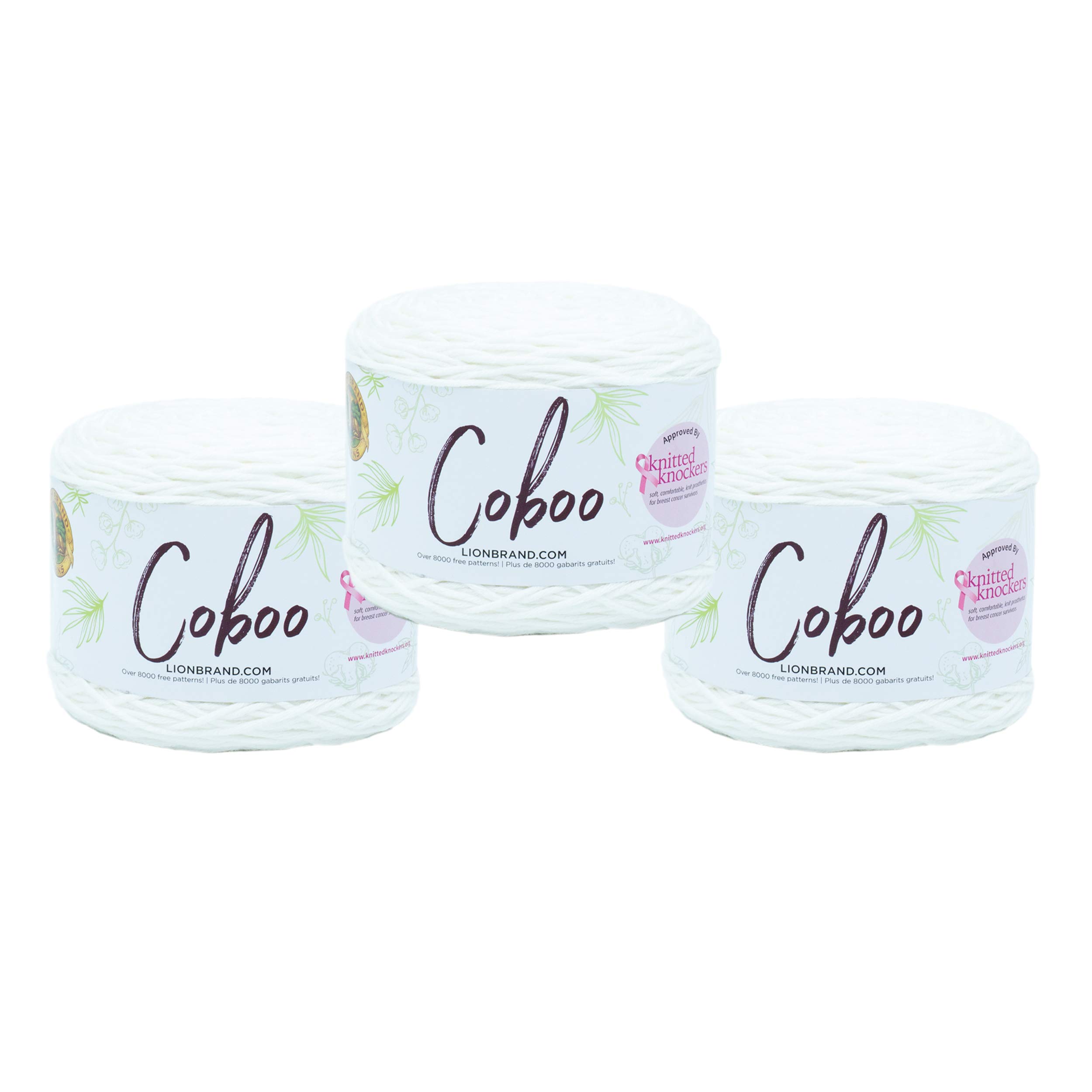 Lion Brand Yarn Coboo - Hilo (3 unidades), color blanco