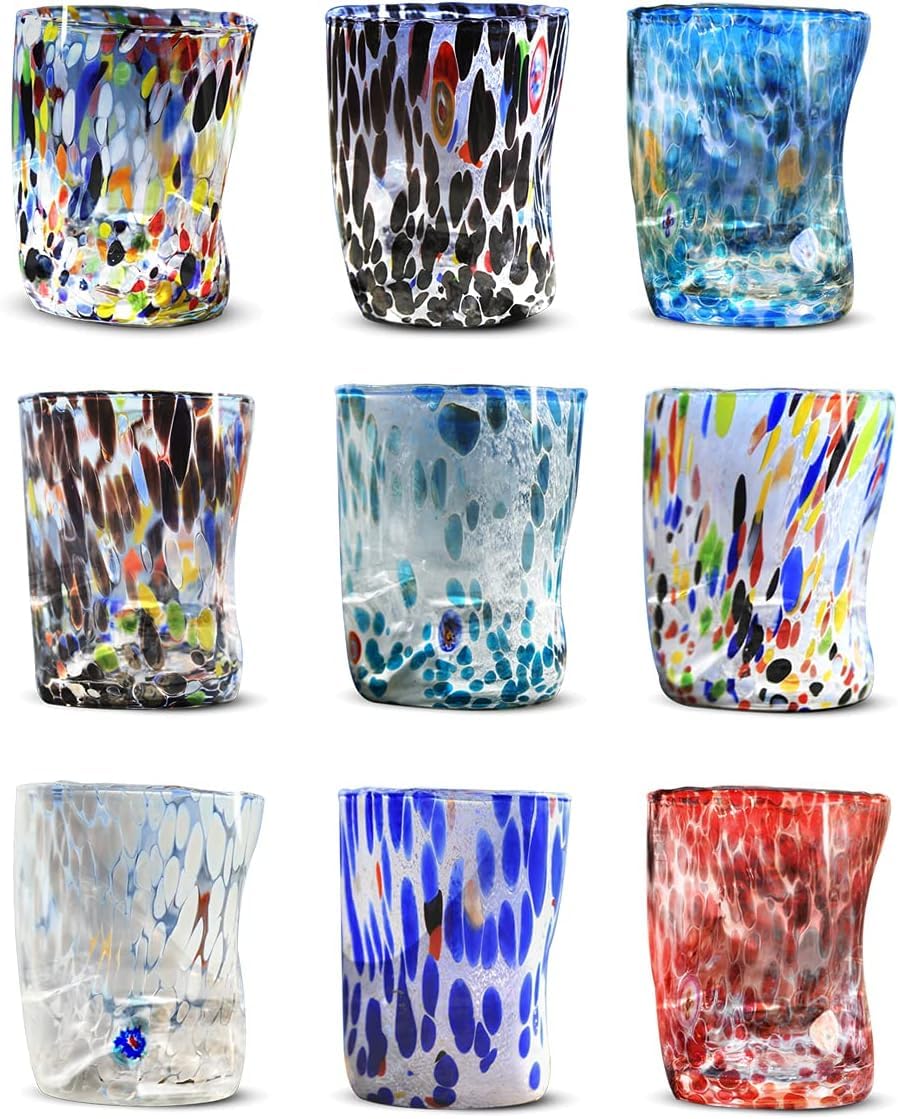 Gocce Di Murano 6 Verres à Vin 200ml - Verre Soufflé Main Tradition Murano Élégant