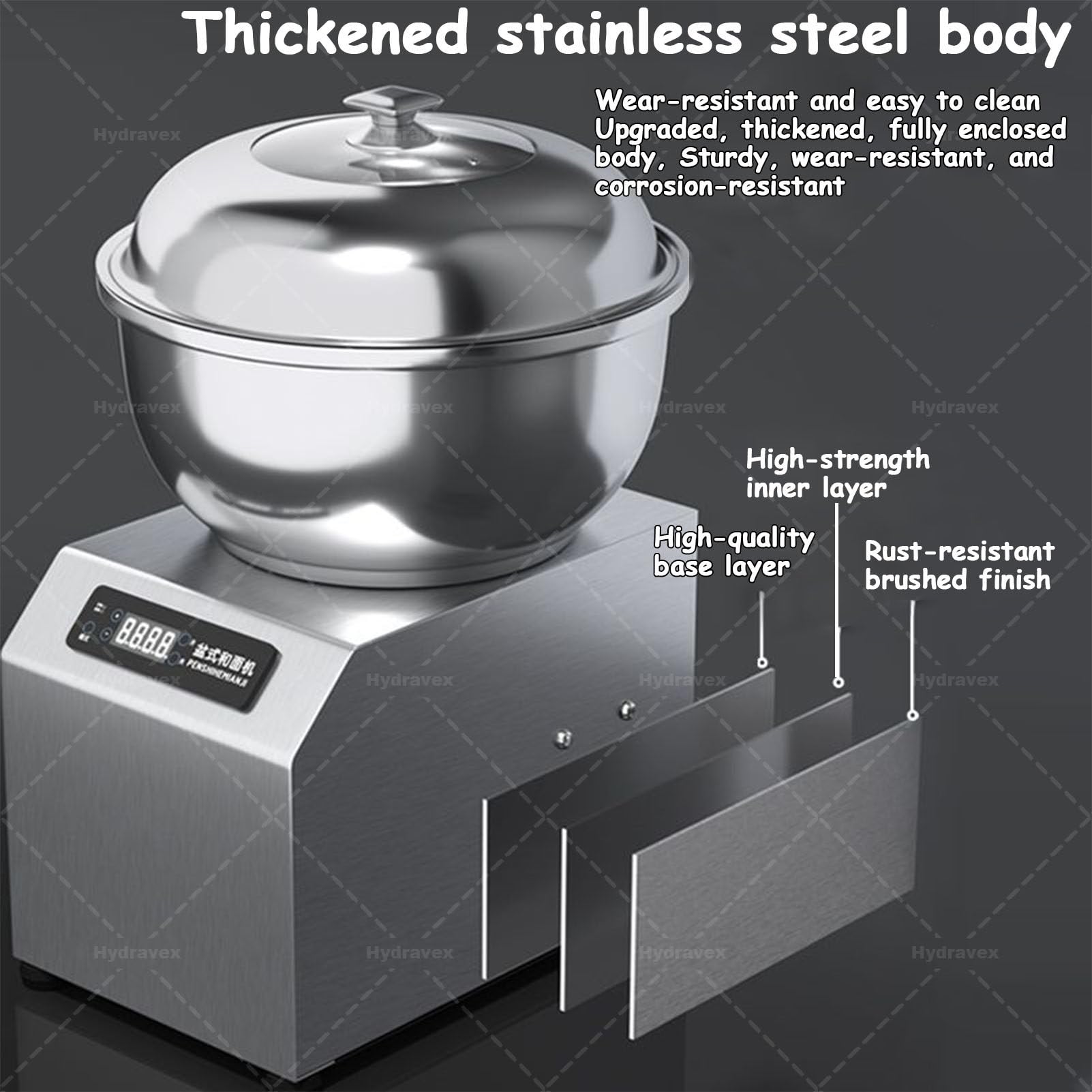 Impastatrice commerciale, macchina impastatrice a doppia rotazione con ciotola in acciaio inossidabile per uso alimentare, coperchio e timer, impastatrice a spirale elettrica per ristoranti 8kg