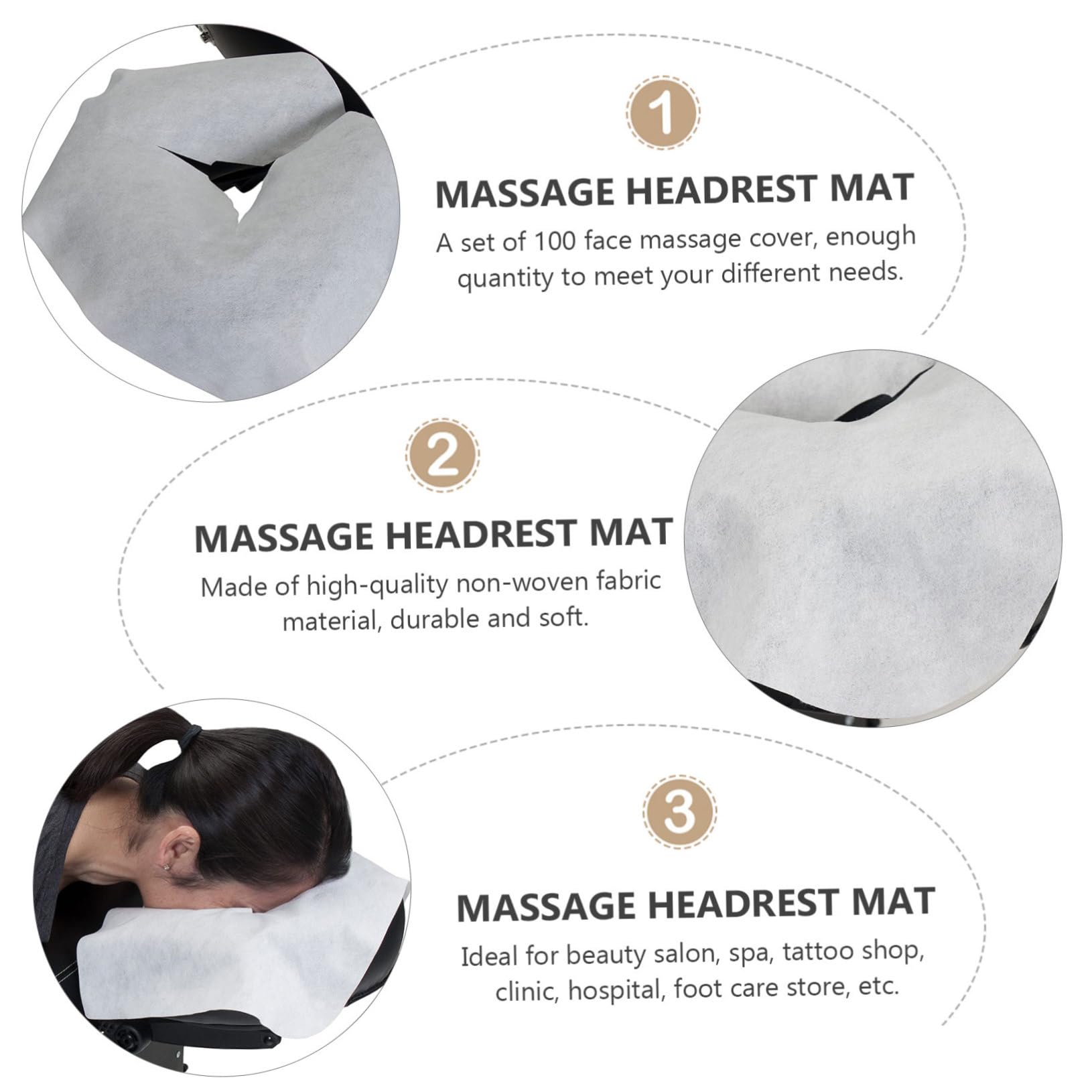 100 Piezas Fundas Desechables para Reposacabezas Masaje Facial Cubiertas Higiénicas para Almohadillas de Silicona Transpirables y Cómodas para SPA Clínicas y Salones de