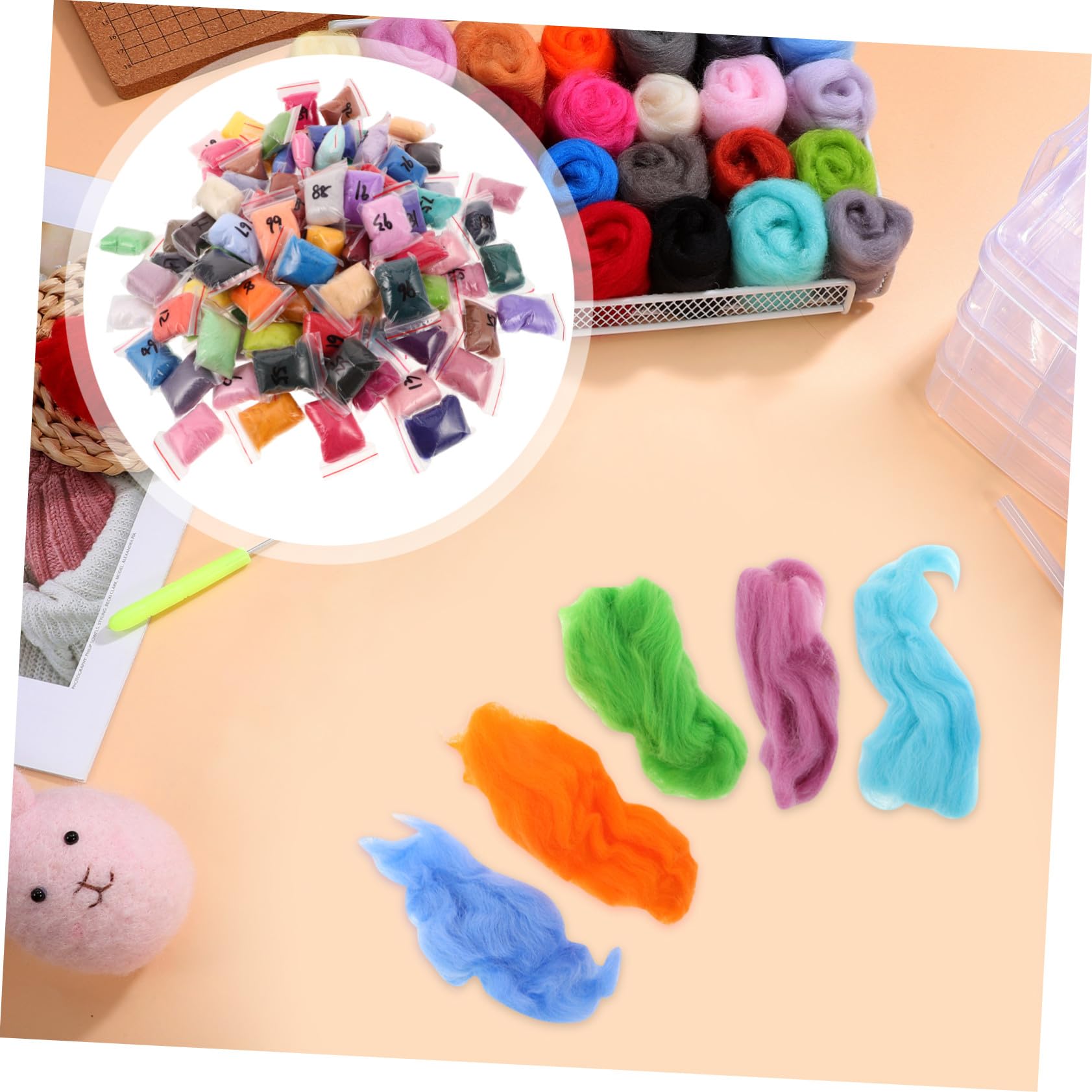 Piezas Lana para Fieltrar 100 Colores Aguja para Manualidades