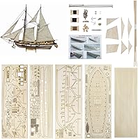 Vista 4 de GAWEGM Kits de modelo de barco de madera para adultos para construir, escala 1/100 1840 Halcon Baltimore Ship Kit de modelo de madera