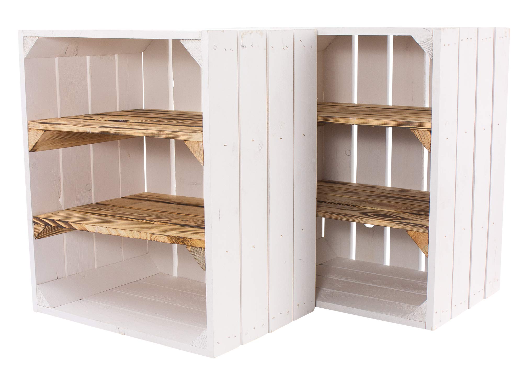 neue weiße Holzkisten| mit zwei geflammten Mittelbrettern | 40x30x50 cm | Allzweckkiste für die Küche, Flur oder Wohnraum (4)