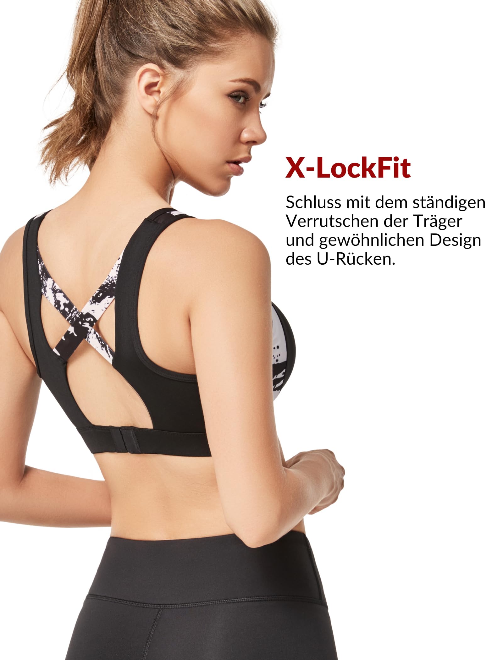 Yvette Sport BH Damen Starker Halt Große Größen Gekreuzt Rücken Gepolstert Fitness Lauf Joggen Yoga Bra - 2