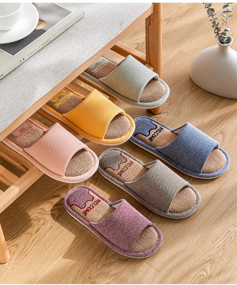 Cute Kawaii Multi Colored Linen Slipper Non-Slip Indoor Slipper3