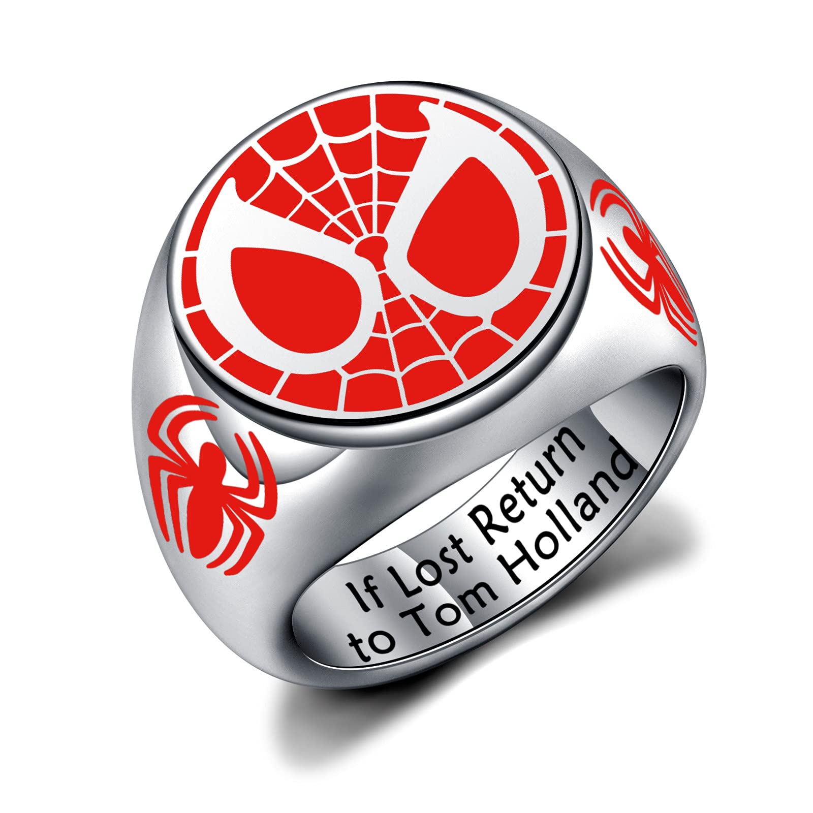 ZWYQWNSuper Spiderman Ring If Lost Return to Tom Holland Jewelry Spiderman Lover Gifts Birthday Gifts for Son Friends