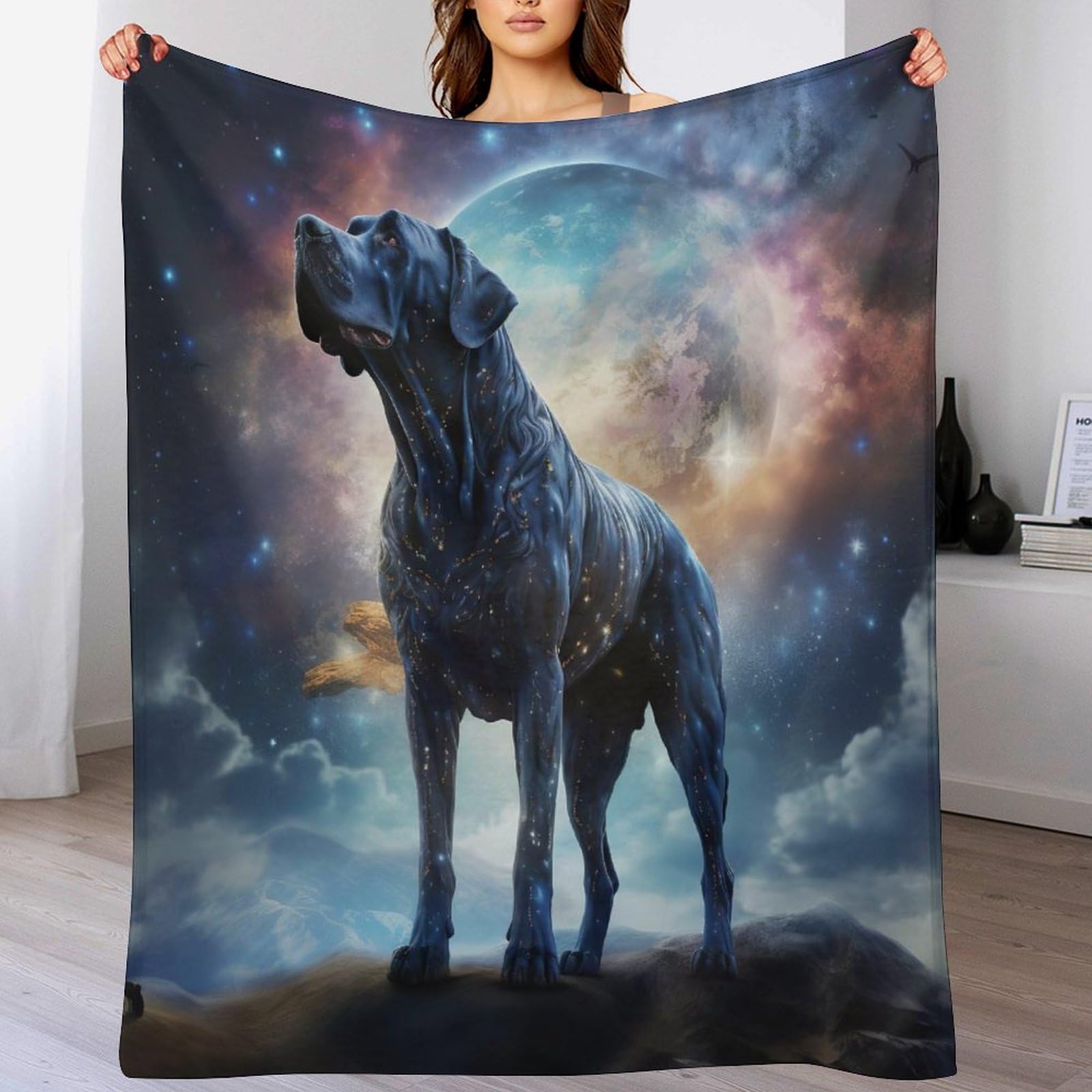 Couverture motif chien contre le froid plaid legere flannel pour lit et canape