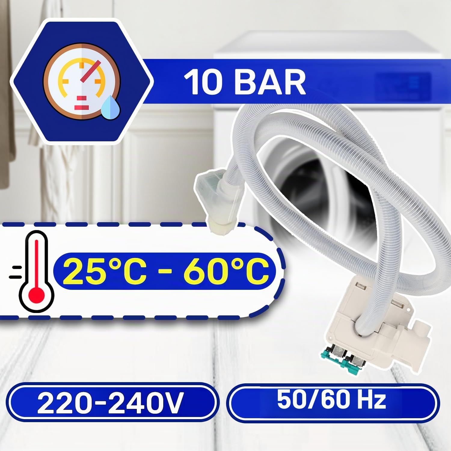 Tubo Carico Lavatrice con Aqua Stop con Codice Originale 00667327 per Bosch | Garanzia di 10 Anni - MONTERAL