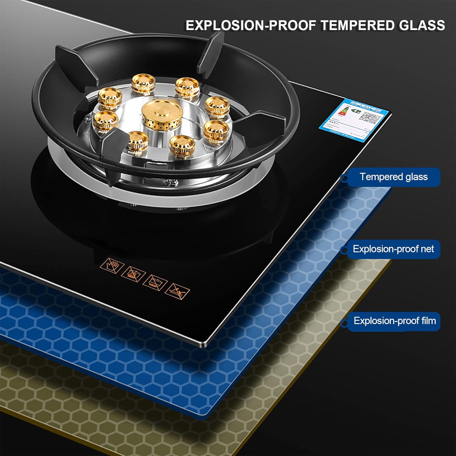 Tempered Glass Gas Cooktop, Drop-In 2 Burners Gas Stove Top, Gas Hob For Home Kitchen Rvs Apartments Outdoor (Liquefied Gas) (Black)