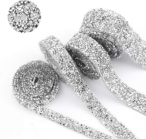 Miniatura 4 de Cozylkx Tira de diamantes de imitación de 1 yarda, cinta autoadhesiva de diamantes de imitación de fijación en caliente para ropa, zapatos,
