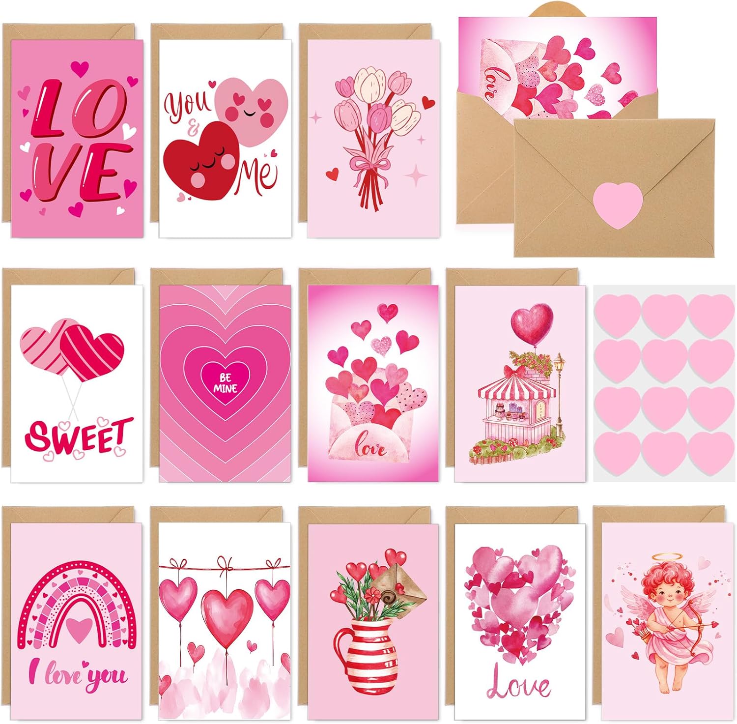Tenceur 240 Sets Christmas Tree Cards with Envelopes Set Snow Merry Christmas Greeting Cards Bulk Happy Holiday Postcards for Winter Season Gift Xmas New Year Party Favors, 24 Designs