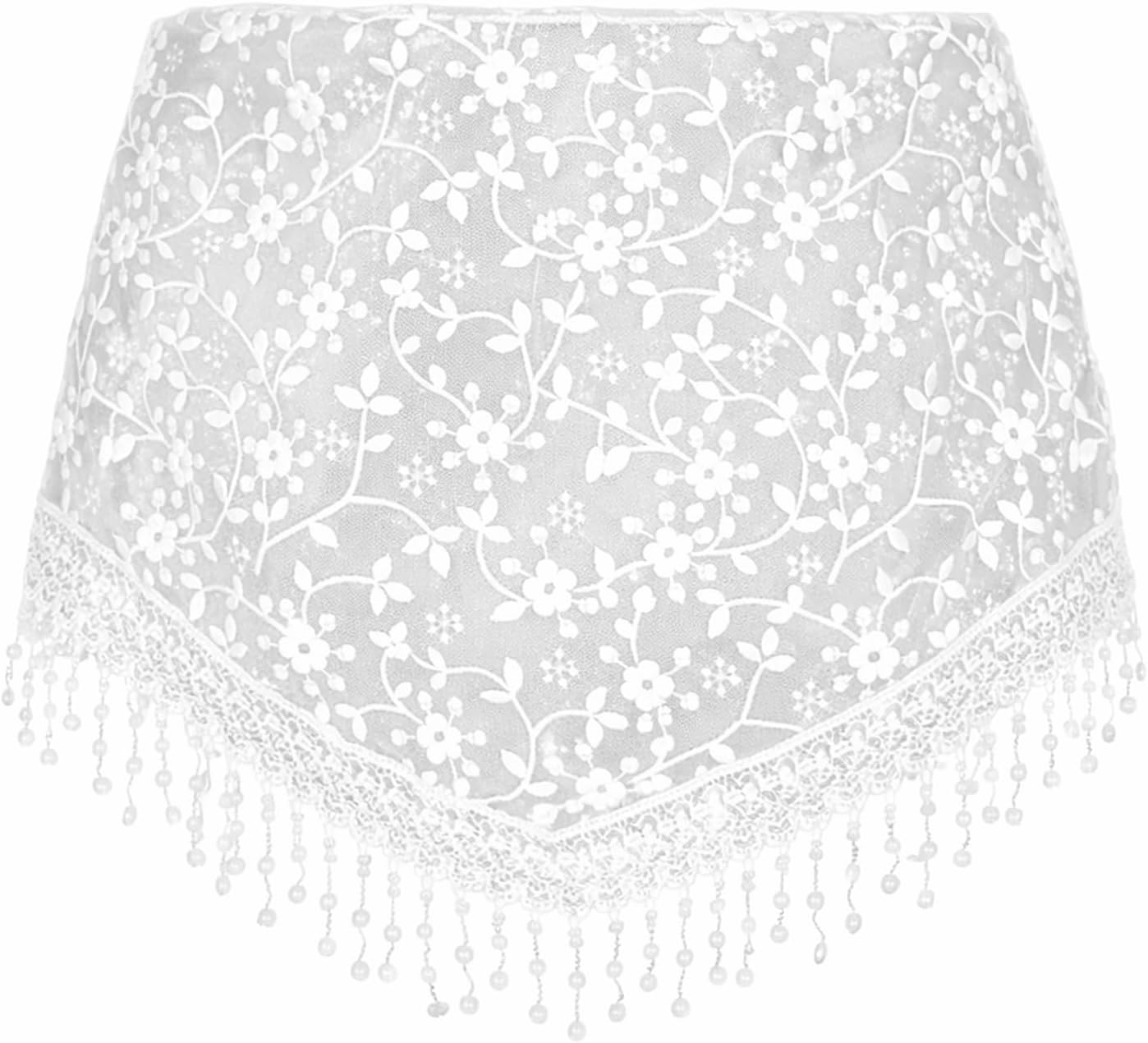 White Lace Catholic Veils, Triangle Lace Chapel Mantilla Veil Bridal Veil Women Embroidered Chapel Veils Head Covering Floral Headwrap for Wedding Bridesmaid