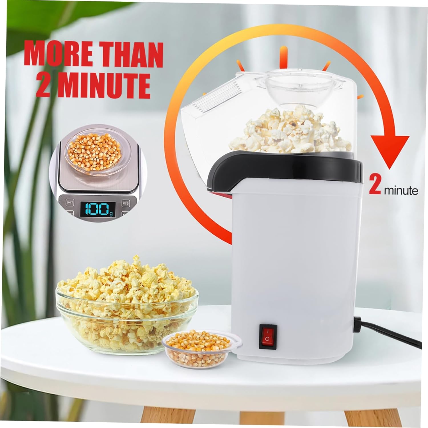 Unomor Compact Automatic Popcorn Maker Machine for Home Use Non-stick Design for Easy Cleaning Snack Maker for Family Gatherings and Movie Nights